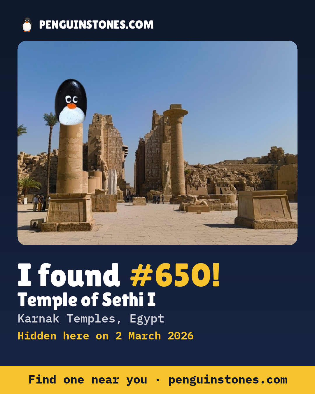 Obrázok s nápisom „I found #650“: fotka kameňa, kde je a ako ďaleko docestoval