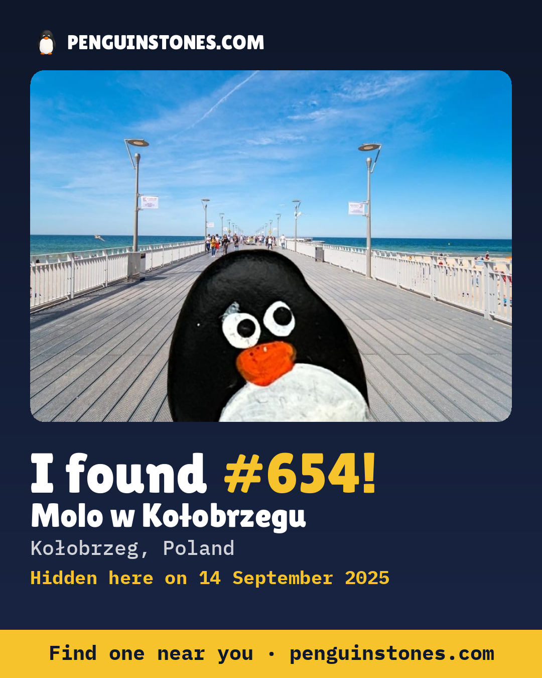 Obrázok s nápisom „I found #654“: fotka kameňa, kde je a ako ďaleko docestoval