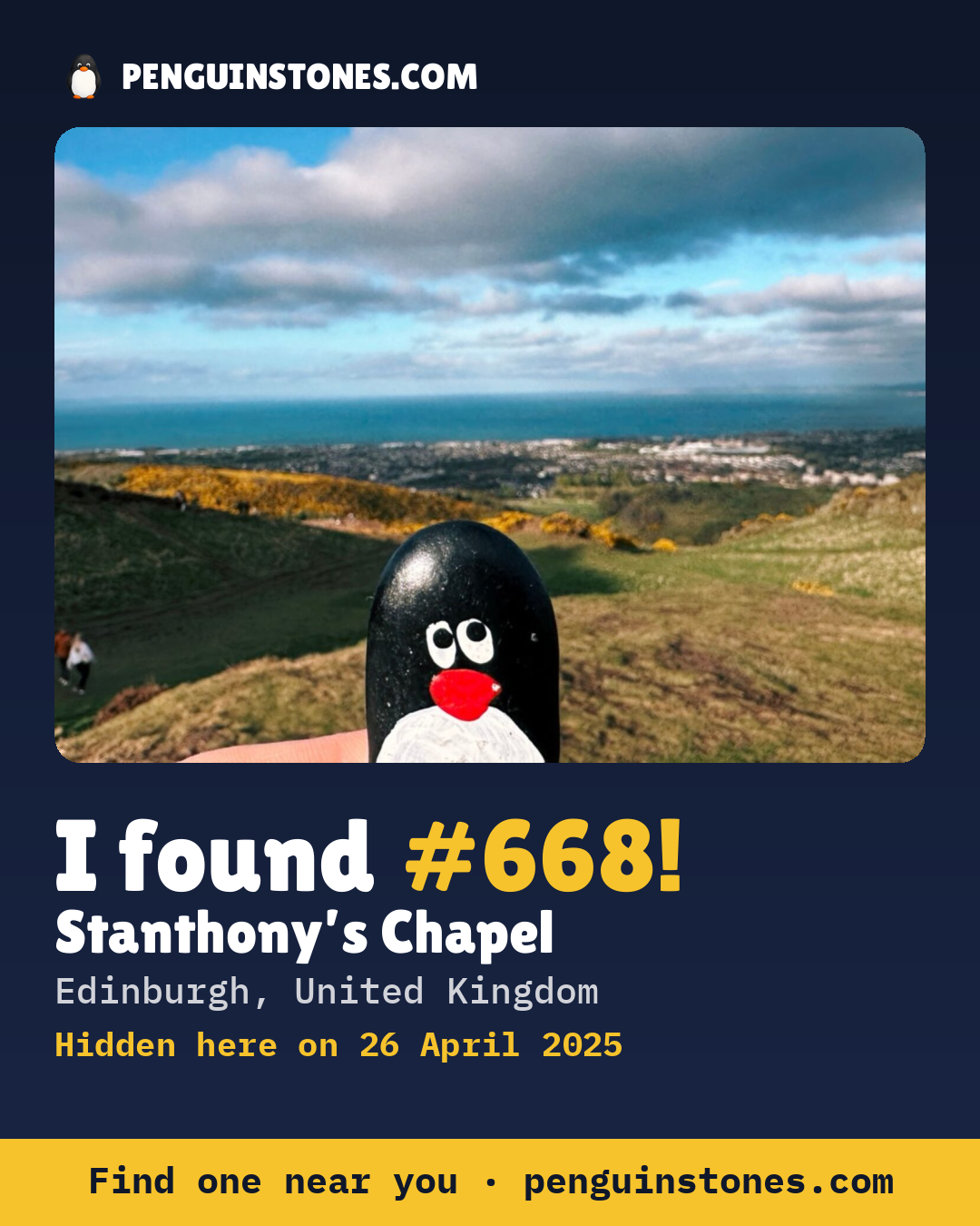 Obrázok s nápisom „I found #668“: fotka kameňa, kde je a ako ďaleko docestoval