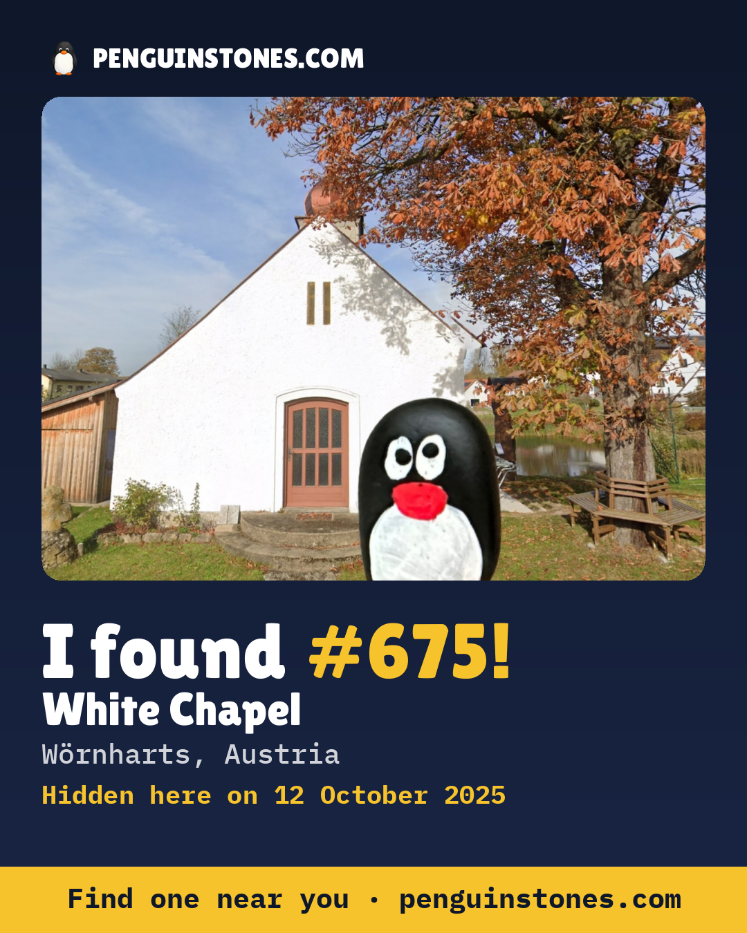 Obrázok s nápisom „I found #675“: fotka kameňa, kde je a ako ďaleko docestoval