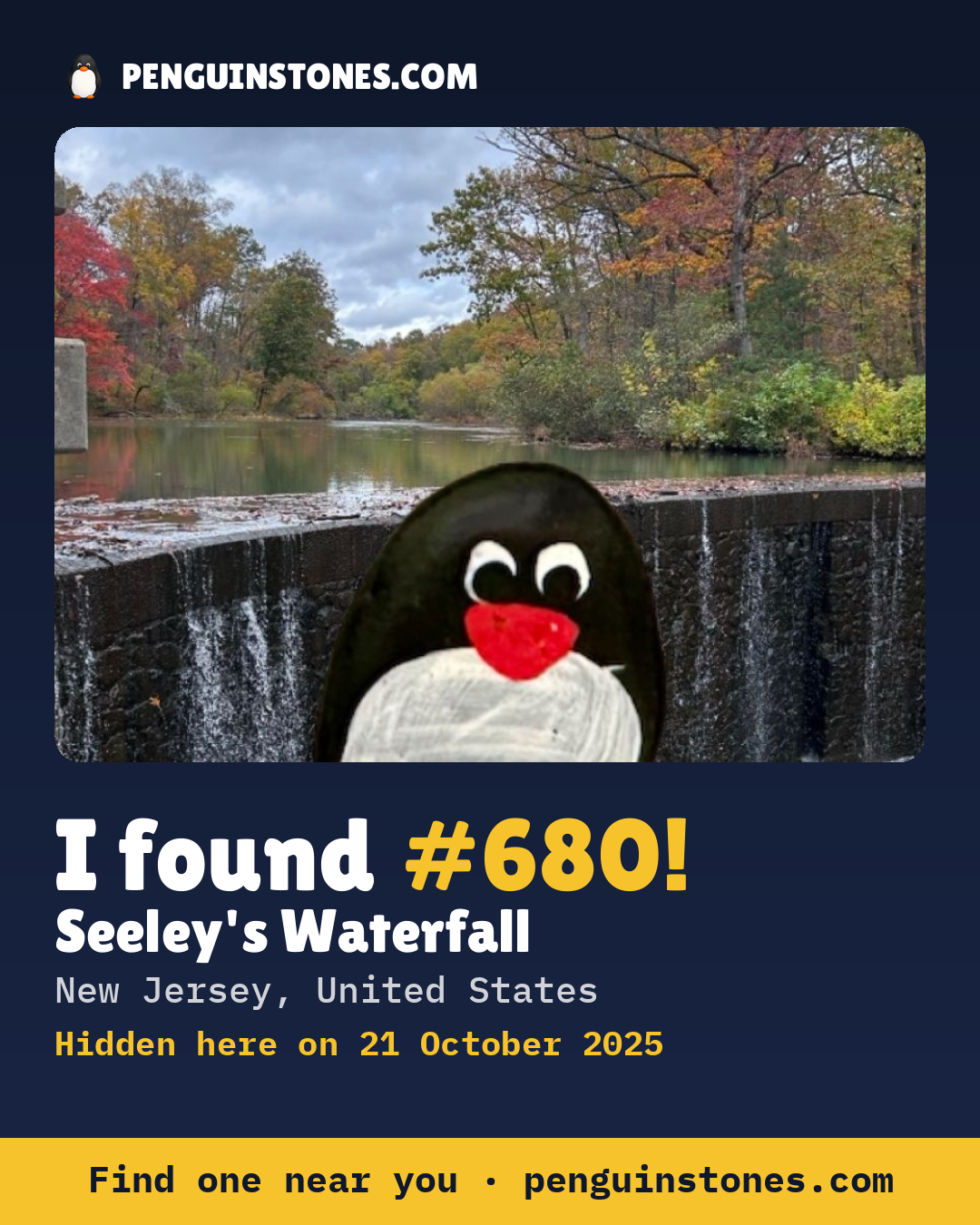 Obrázok s nápisom „I found #680“: fotka kameňa, kde je a ako ďaleko docestoval