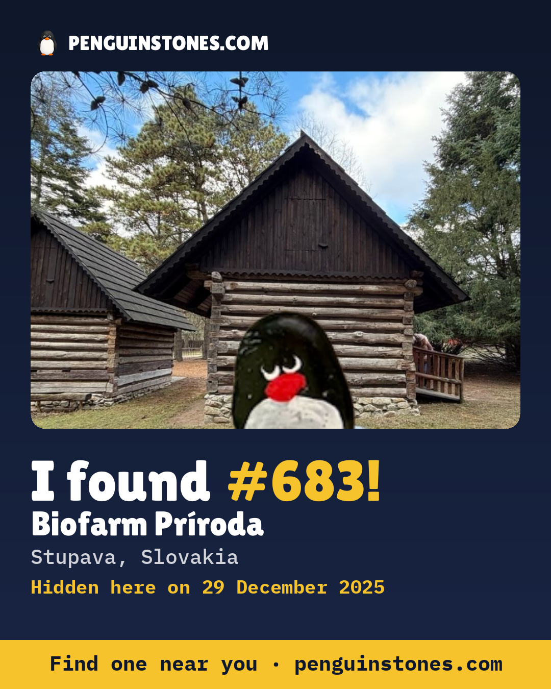 Obrázok s nápisom „I found #683“: fotka kameňa, kde je a ako ďaleko docestoval