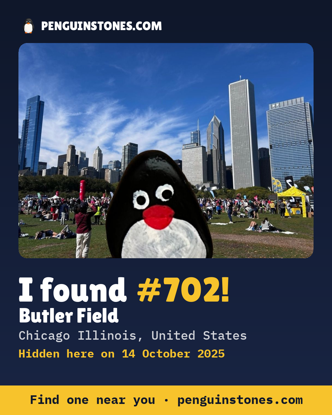 Obrázok s nápisom „I found #702“: fotka kameňa, kde je a ako ďaleko docestoval