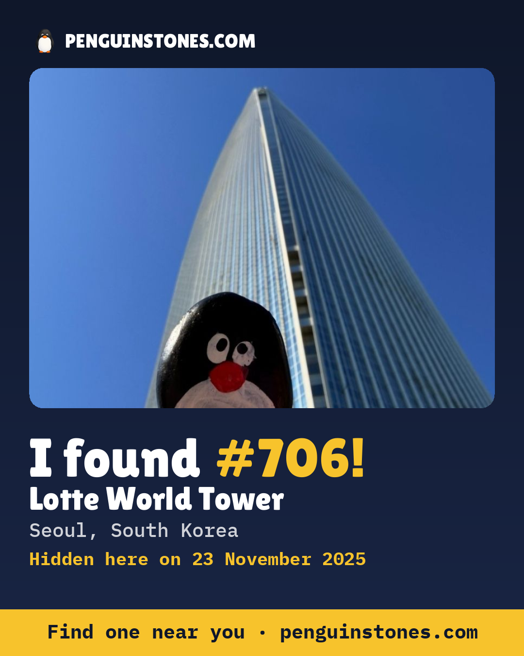 Obrázok s nápisom „I found #706“: fotka kameňa, kde je a ako ďaleko docestoval
