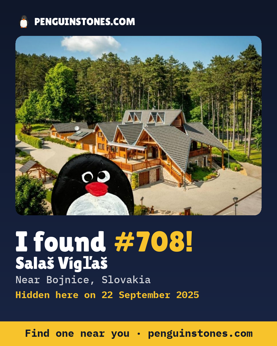 Obrázok s nápisom „I found #708“: fotka kameňa, kde je a ako ďaleko docestoval
