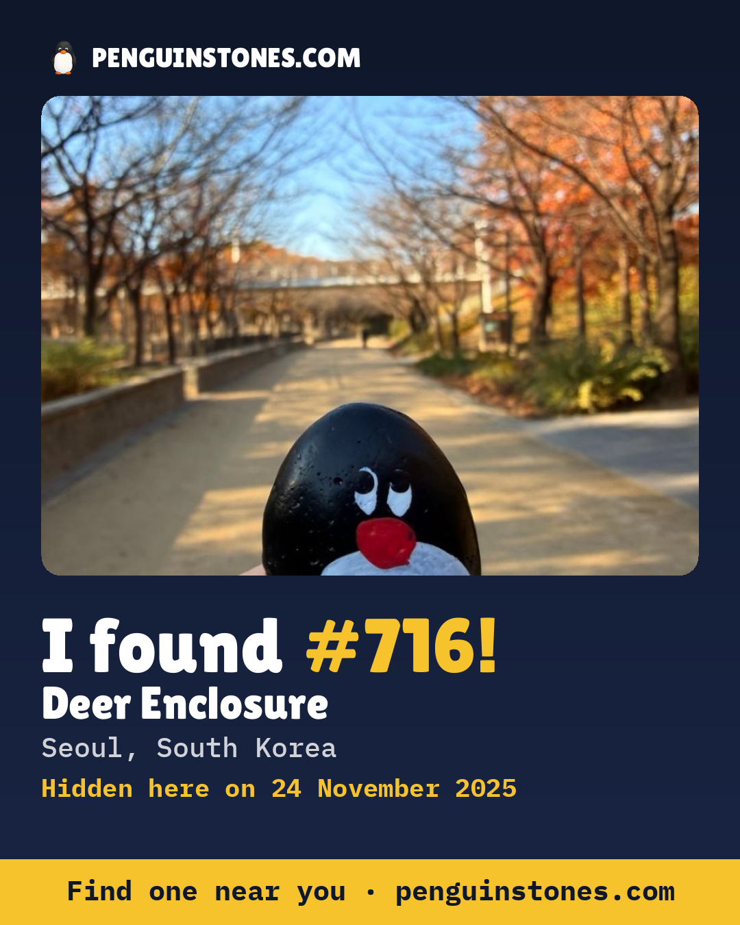 Obrázok s nápisom „I found #716“: fotka kameňa, kde je a ako ďaleko docestoval