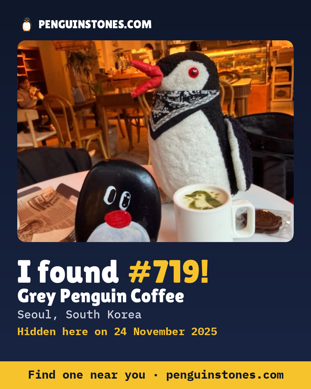 Obrázok s nápisom „I found #719“: fotka kameňa, kde je a ako ďaleko docestoval