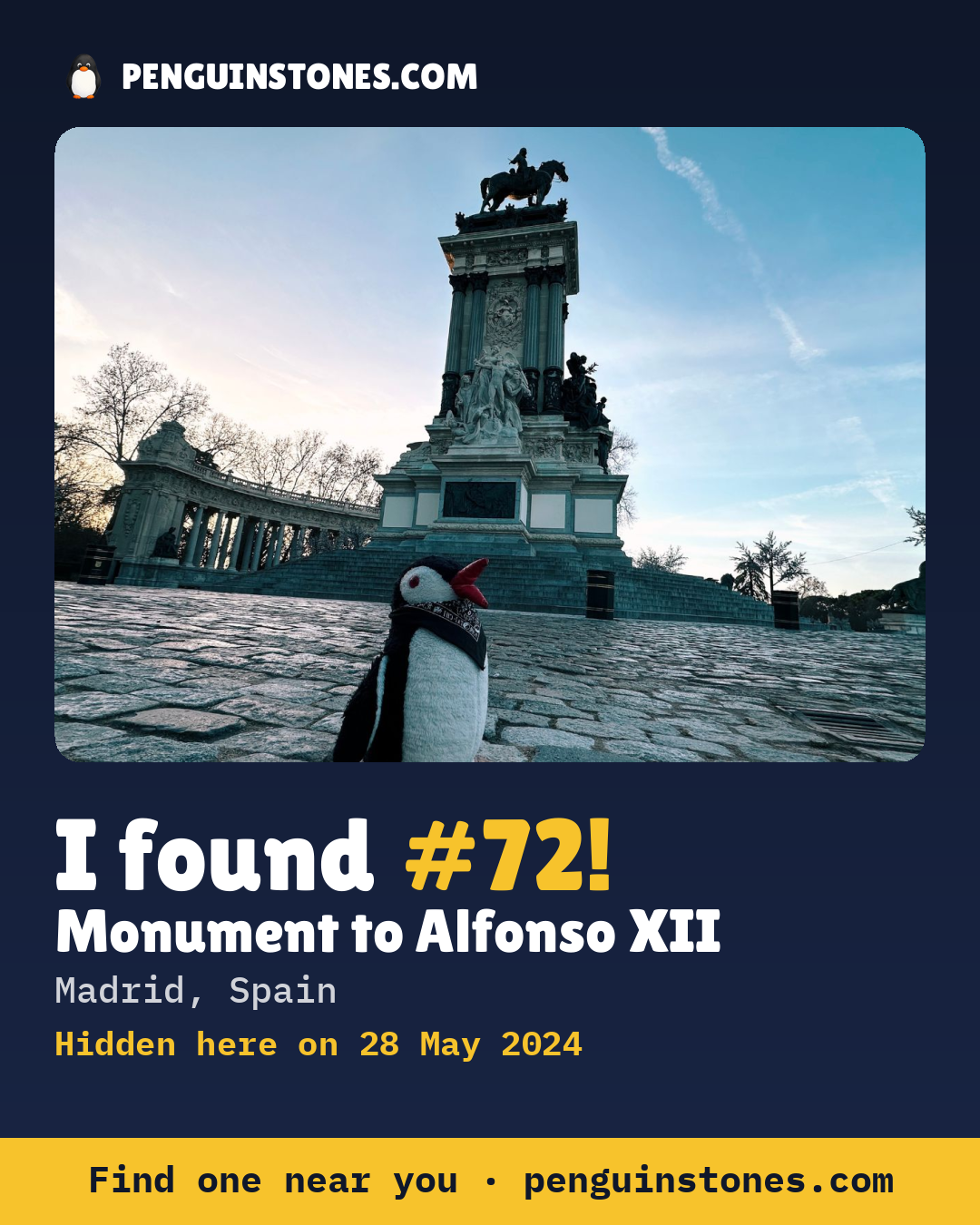 Obrázok s nápisom „I found #72“: fotka kameňa, kde je a ako ďaleko docestoval