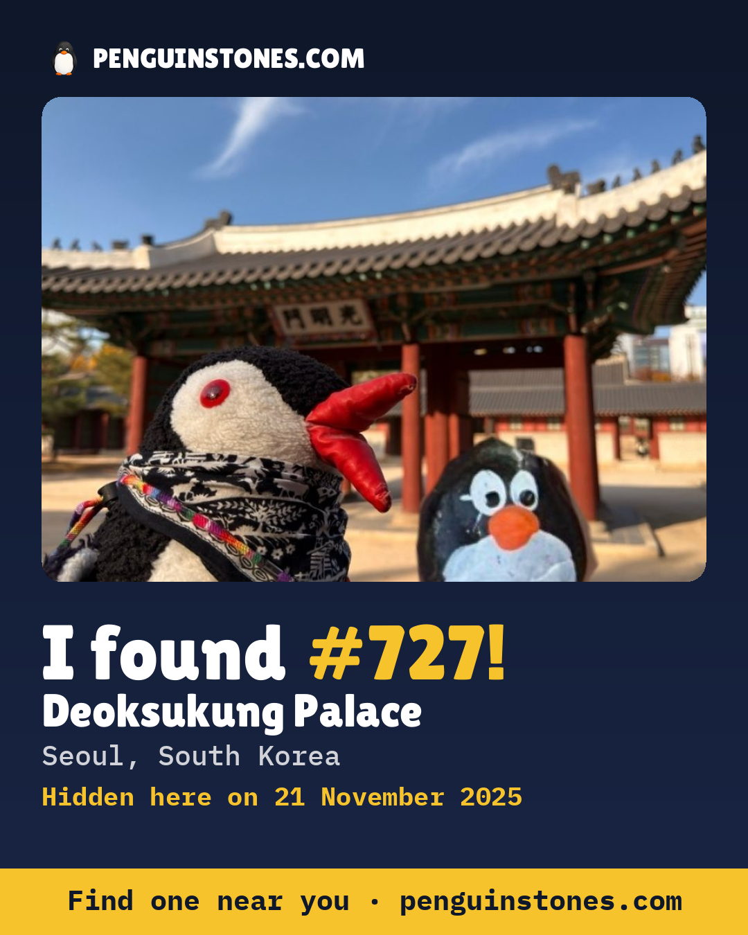 Obrázok s nápisom „I found #727“: fotka kameňa, kde je a ako ďaleko docestoval