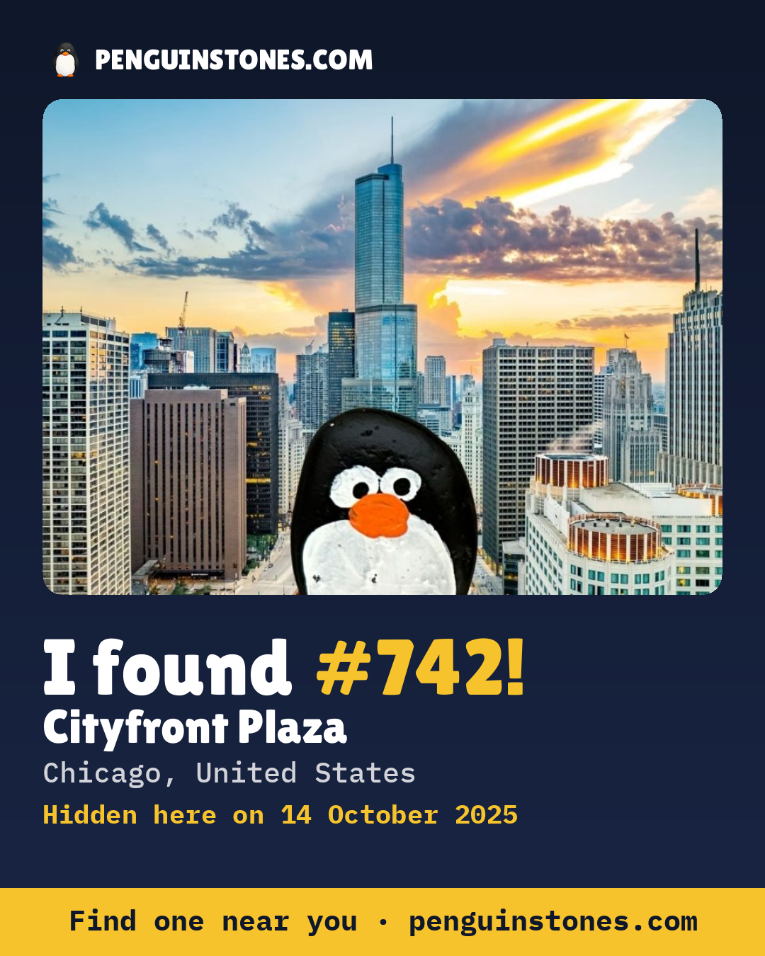 Obrázok s nápisom „I found #742“: fotka kameňa, kde je a ako ďaleko docestoval
