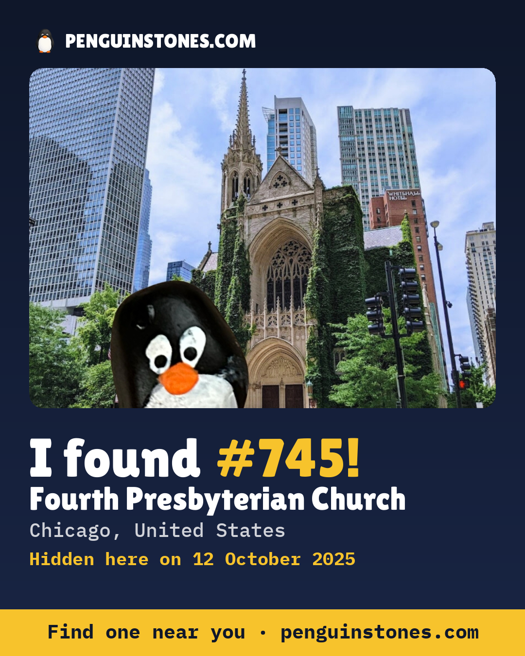 Obrázok s nápisom „I found #745“: fotka kameňa, kde je a ako ďaleko docestoval