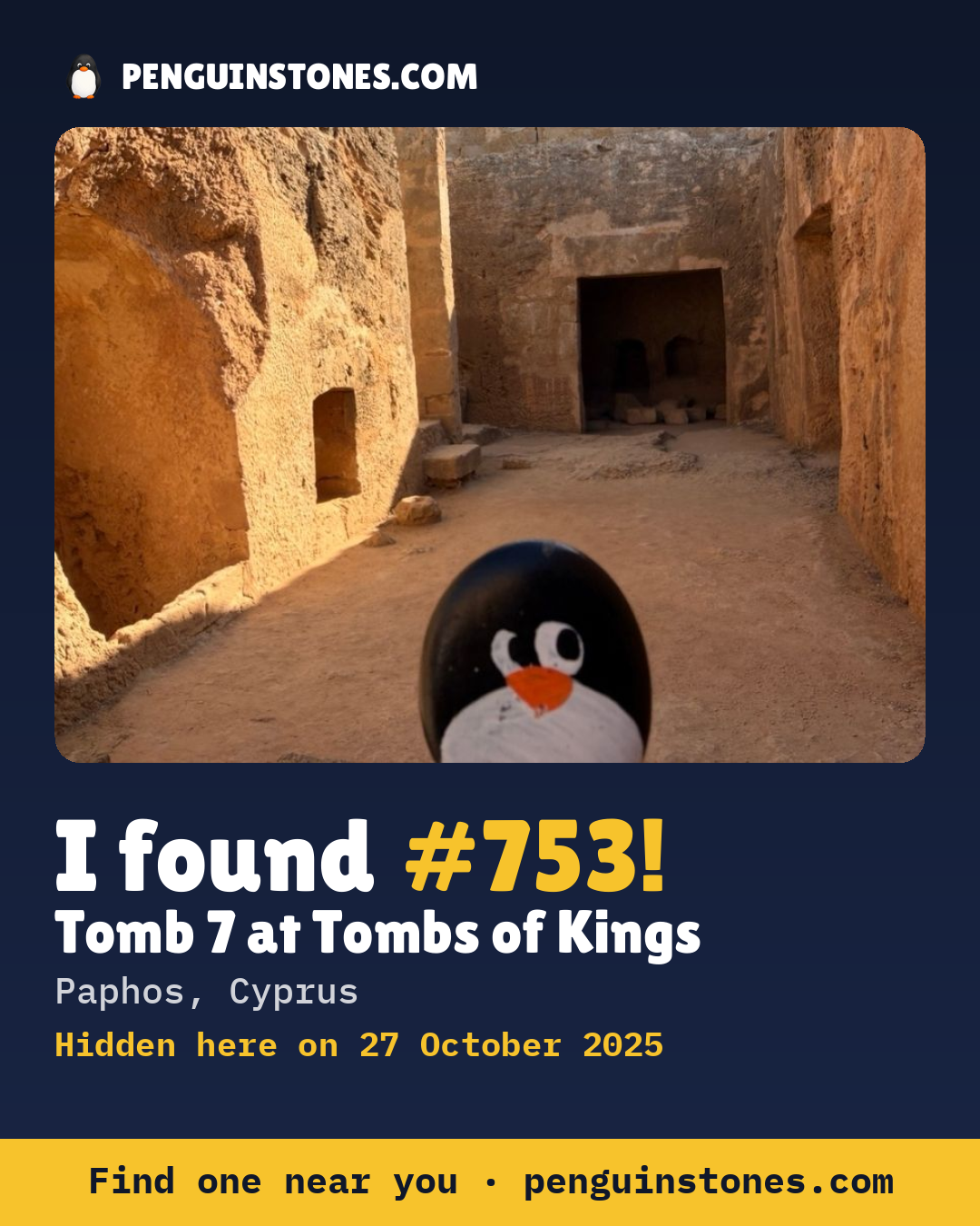 Obrázok s nápisom „I found #753“: fotka kameňa, kde je a ako ďaleko docestoval