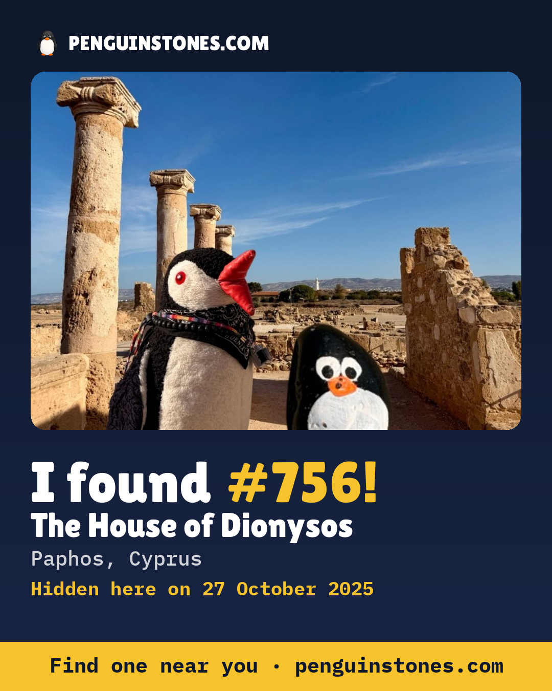 Obrázok s nápisom „I found #756“: fotka kameňa, kde je a ako ďaleko docestoval
