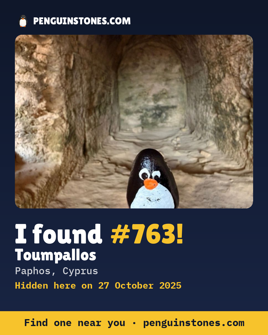 Obrázok s nápisom „I found #763“: fotka kameňa, kde je a ako ďaleko docestoval