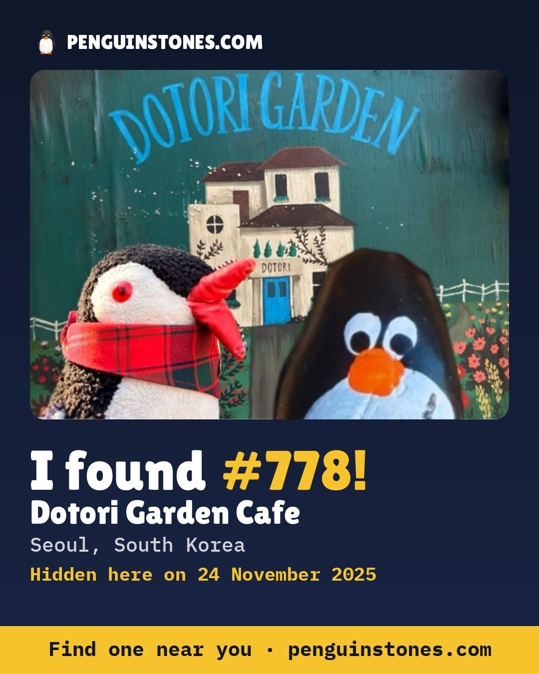 Obrázok s nápisom „I found #778“: fotka kameňa, kde je a ako ďaleko docestoval