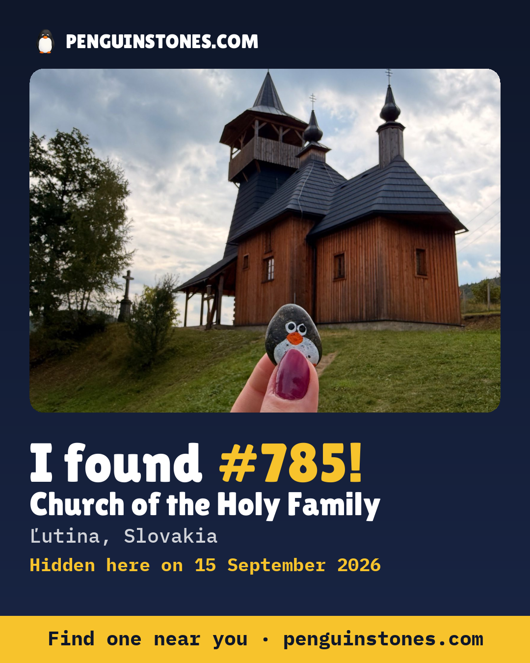 Obrázok s nápisom „I found #785“: fotka kameňa, kde je a ako ďaleko docestoval