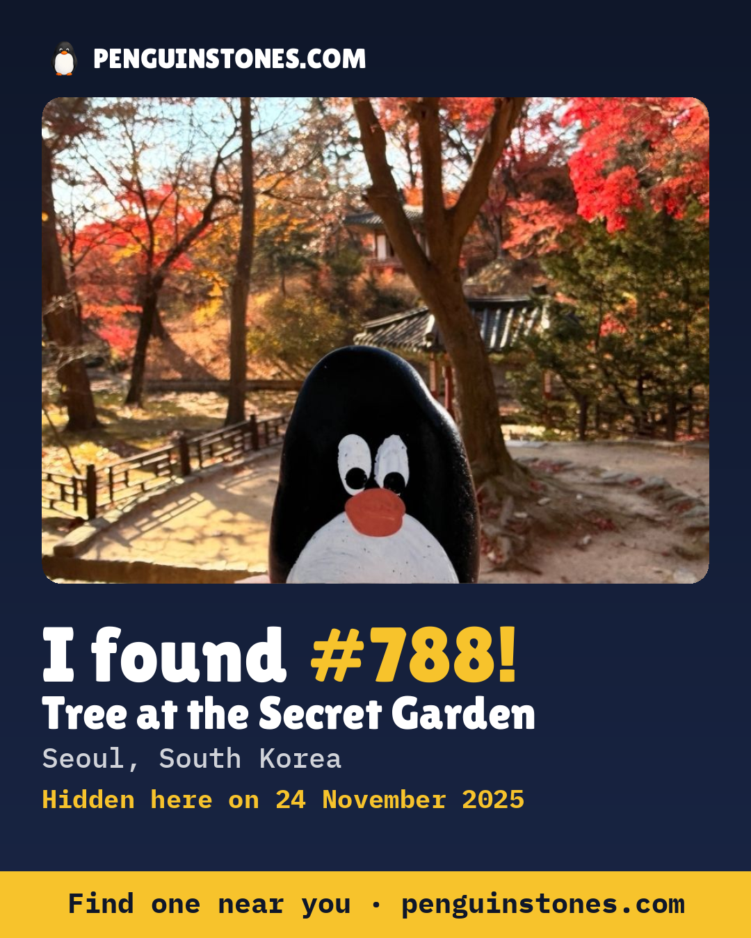 Obrázok s nápisom „I found #788“: fotka kameňa, kde je a ako ďaleko docestoval