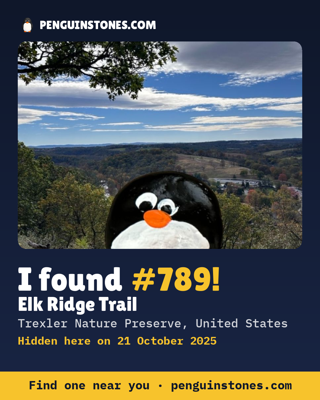 Obrázok s nápisom „I found #789“: fotka kameňa, kde je a ako ďaleko docestoval
