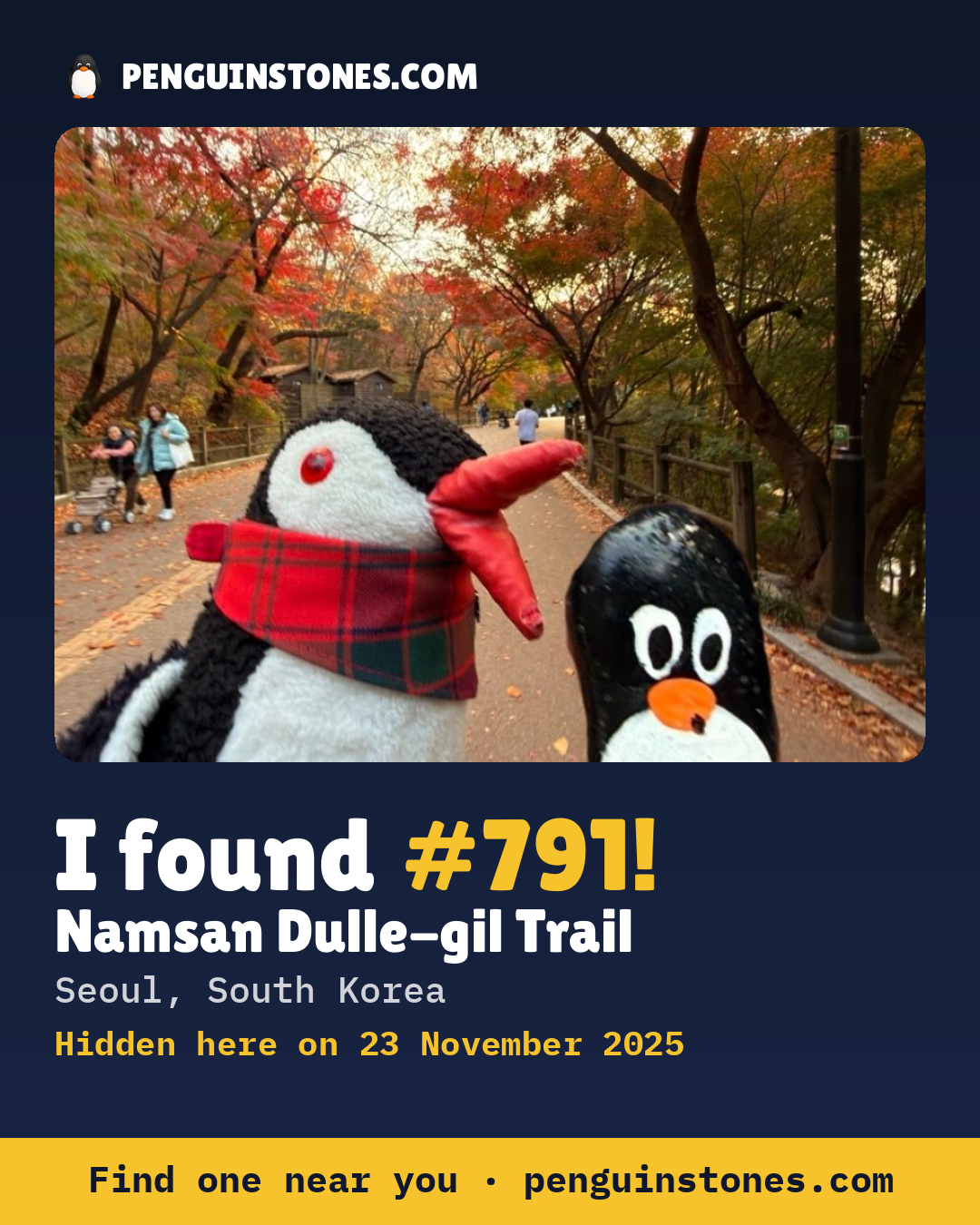 Obrázok s nápisom „I found #791“: fotka kameňa, kde je a ako ďaleko docestoval