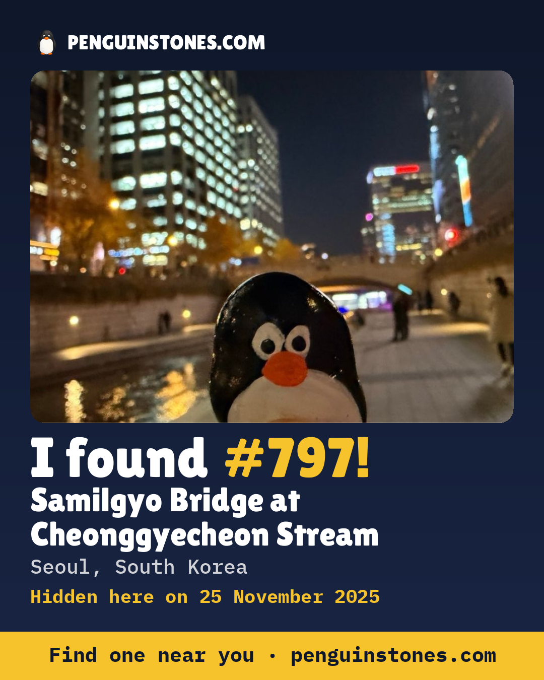 Obrázok s nápisom „I found #797“: fotka kameňa, kde je a ako ďaleko docestoval