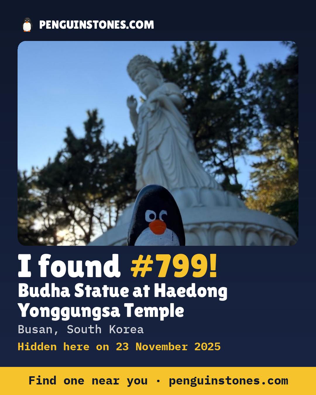 Obrázok s nápisom „I found #799“: fotka kameňa, kde je a ako ďaleko docestoval