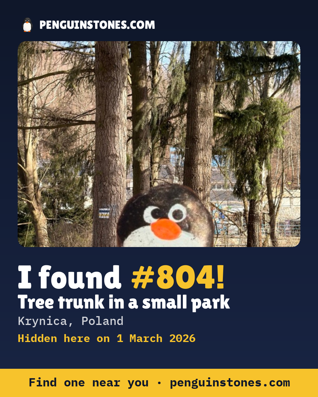 Obrázok s nápisom „I found #804“: fotka kameňa, kde je a ako ďaleko docestoval