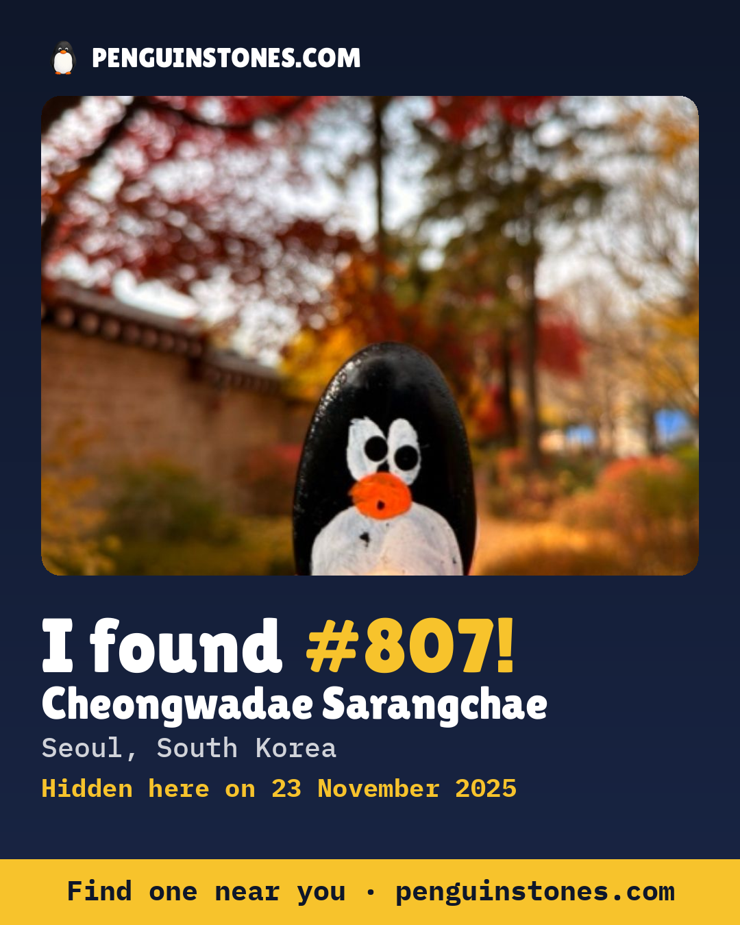 Obrázok s nápisom „I found #807“: fotka kameňa, kde je a ako ďaleko docestoval