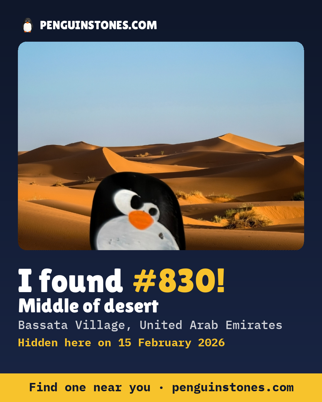 Obrázok s nápisom „I found #830“: fotka kameňa, kde je a ako ďaleko docestoval