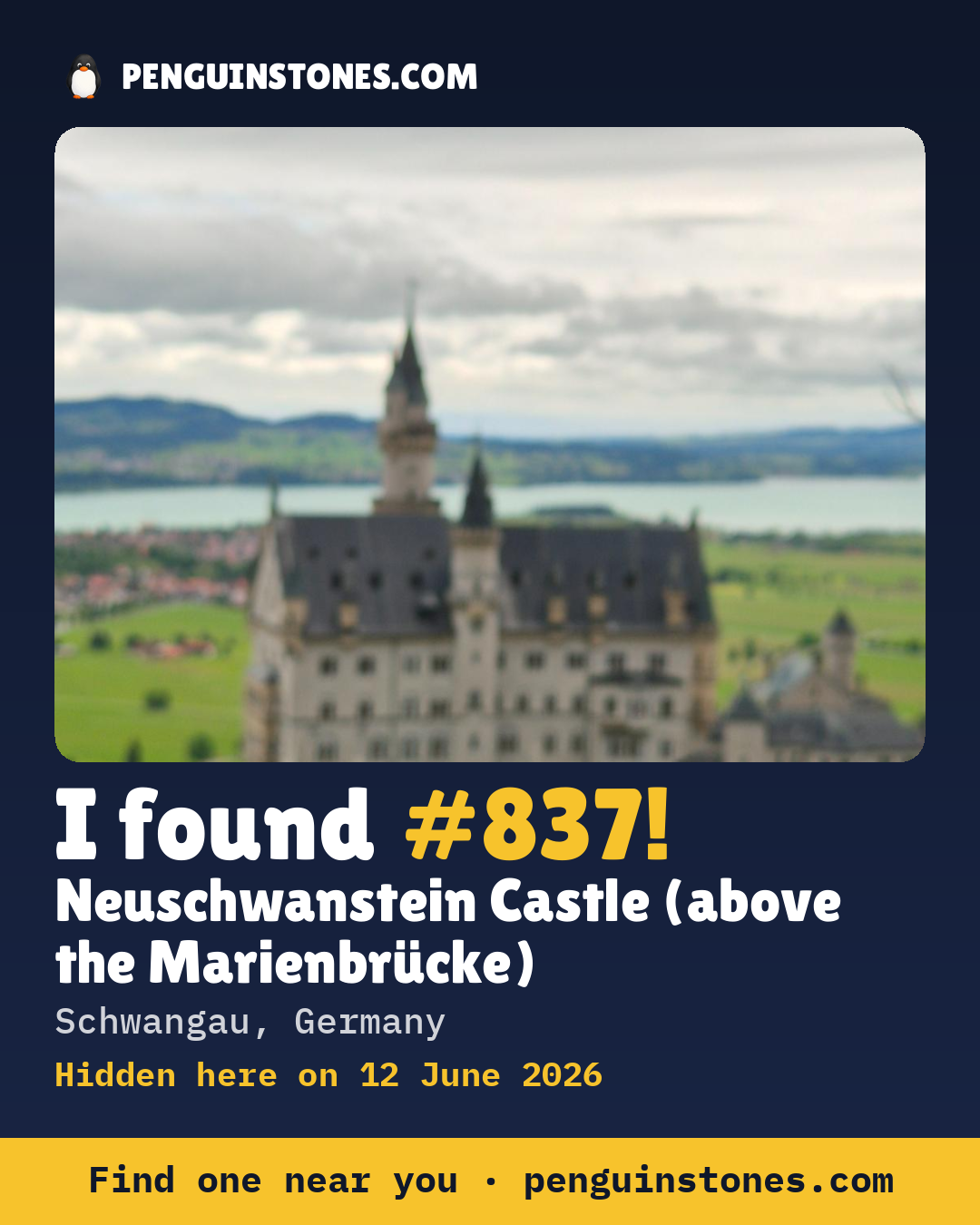 Obrázok s nápisom „I found #837“: fotka kameňa, kde je a ako ďaleko docestoval