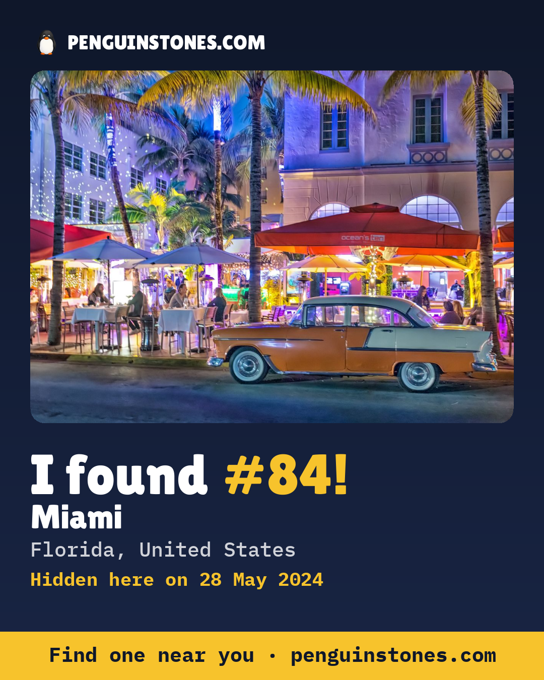 Obrázok s nápisom „I found #84“: fotka kameňa, kde je a ako ďaleko docestoval