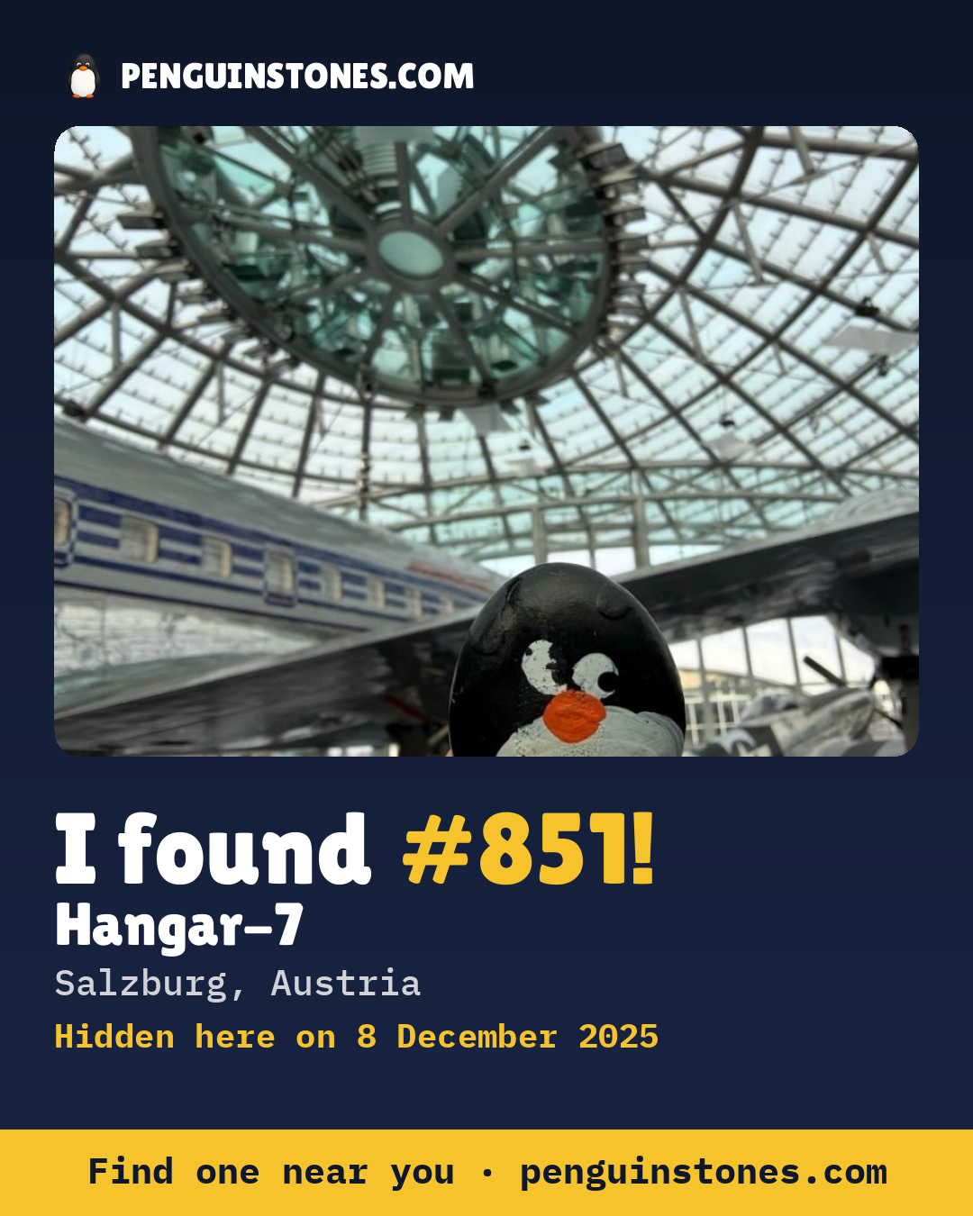 Obrázok s nápisom „I found #851“: fotka kameňa, kde je a ako ďaleko docestoval