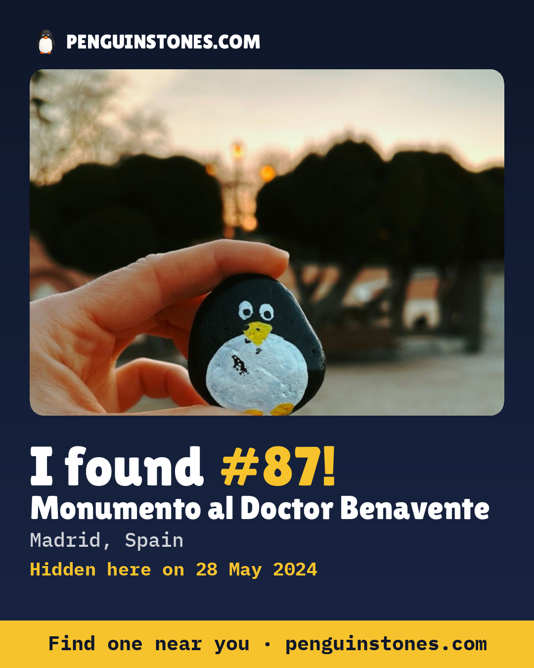 Obrázok s nápisom „I found #87“: fotka kameňa, kde je a ako ďaleko docestoval