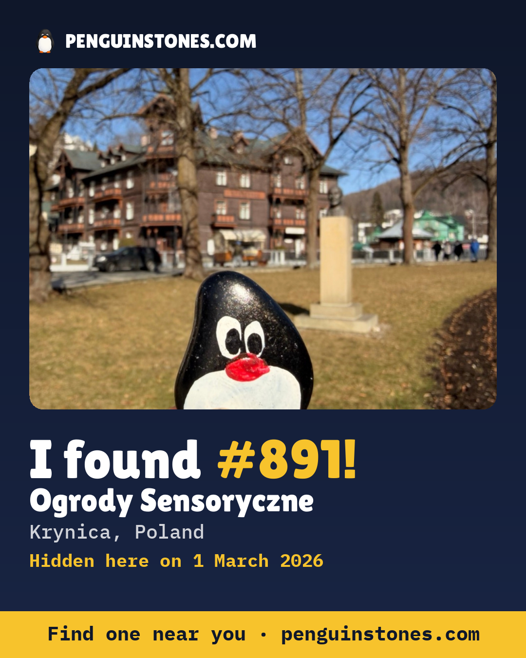 Obrázok s nápisom „I found #891“: fotka kameňa, kde je a ako ďaleko docestoval