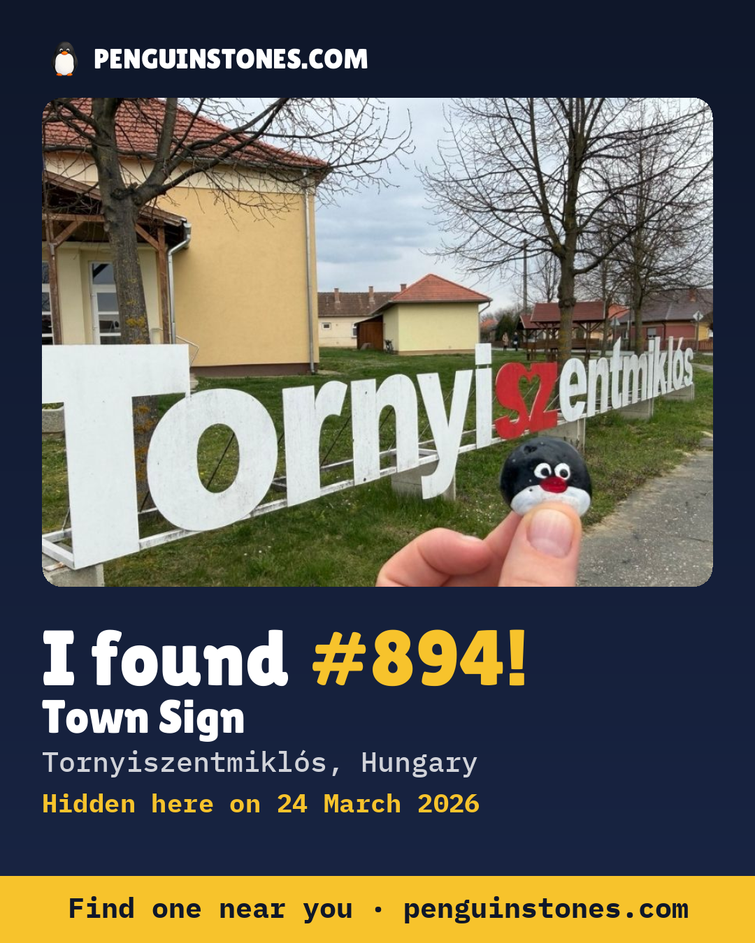 Obrázok s nápisom „I found #894“: fotka kameňa, kde je a ako ďaleko docestoval