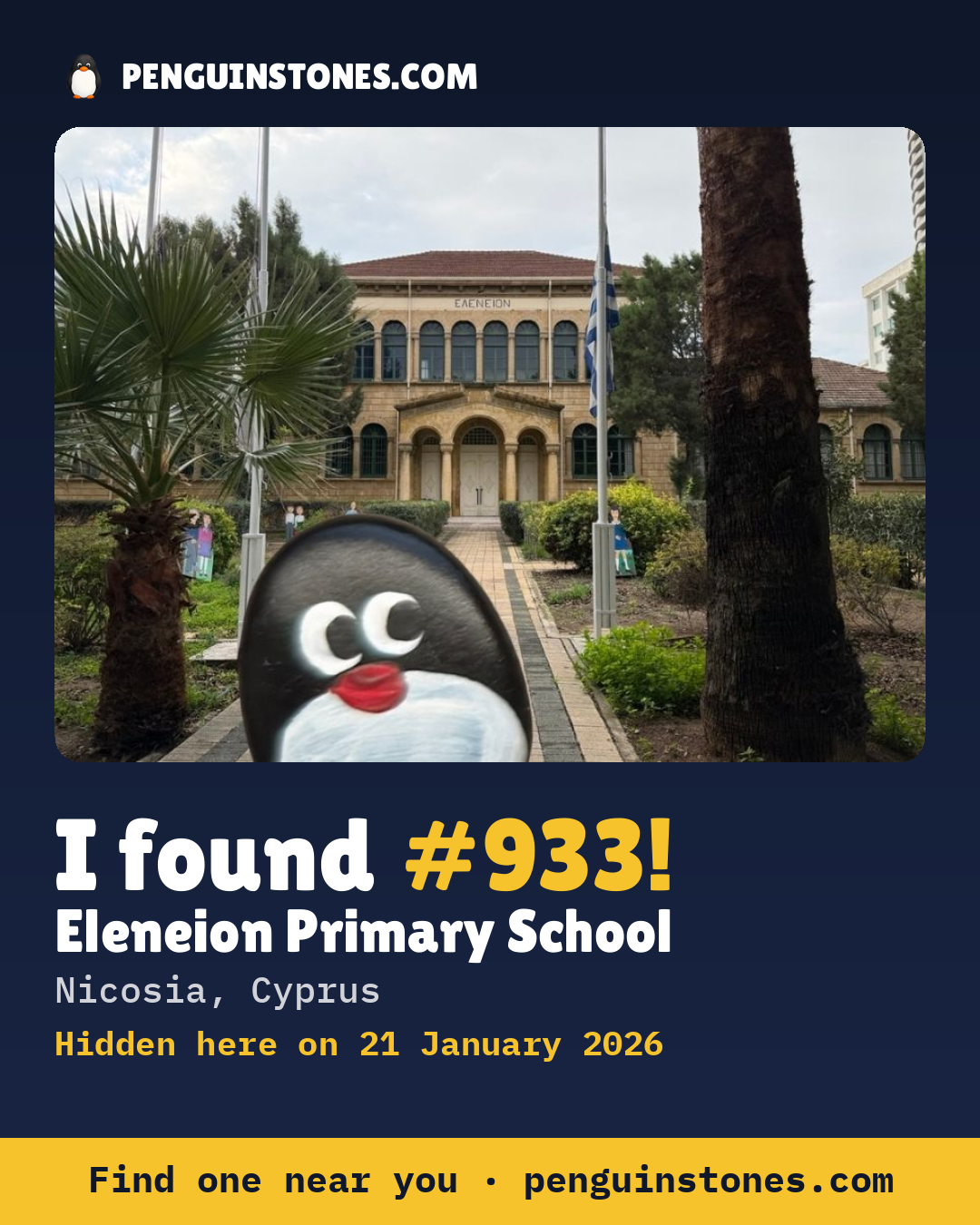 Obrázok s nápisom „I found #933“: fotka kameňa, kde je a ako ďaleko docestoval