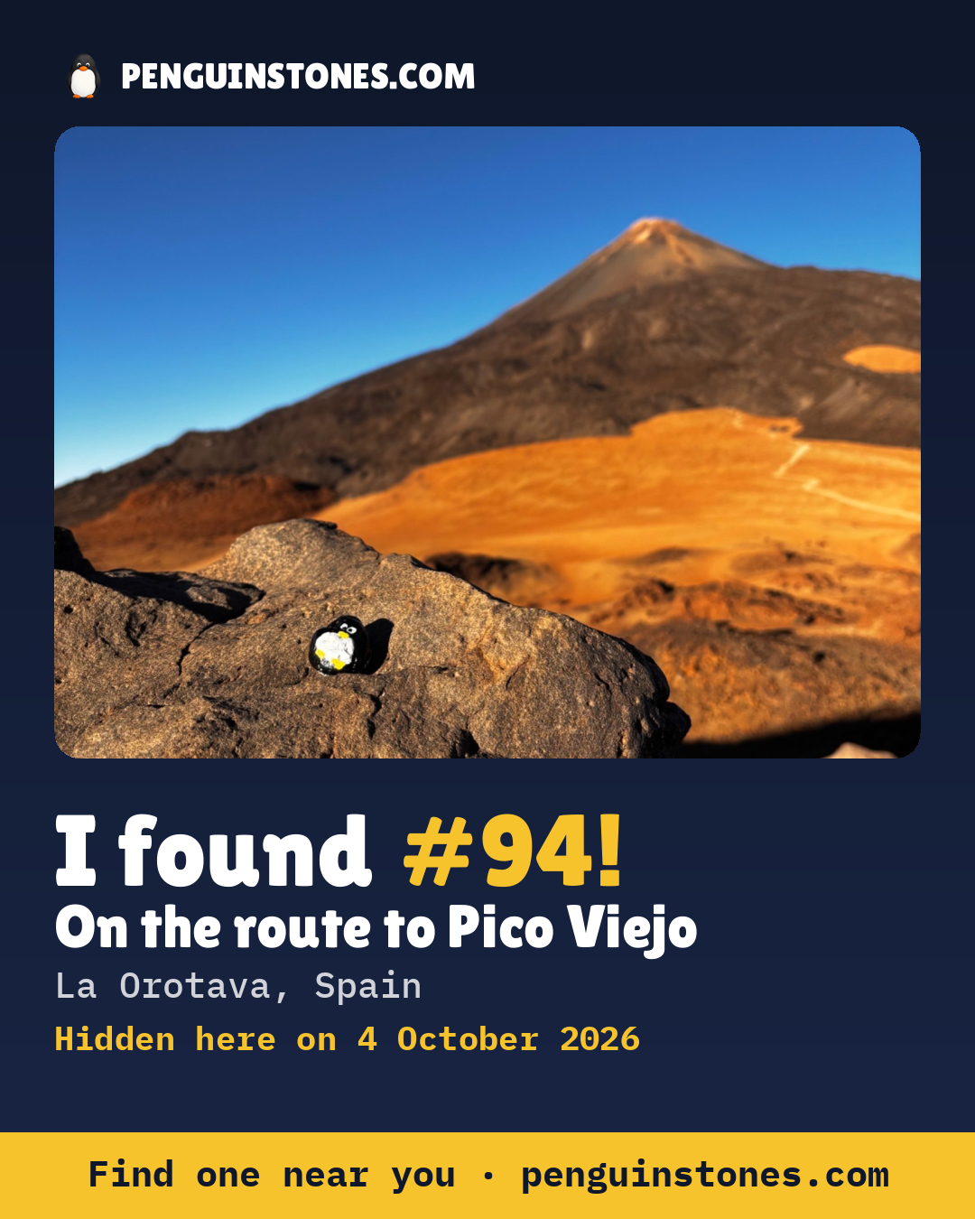 An “I found #94” picture: the stone’s photo, where it is and how far it has travelled