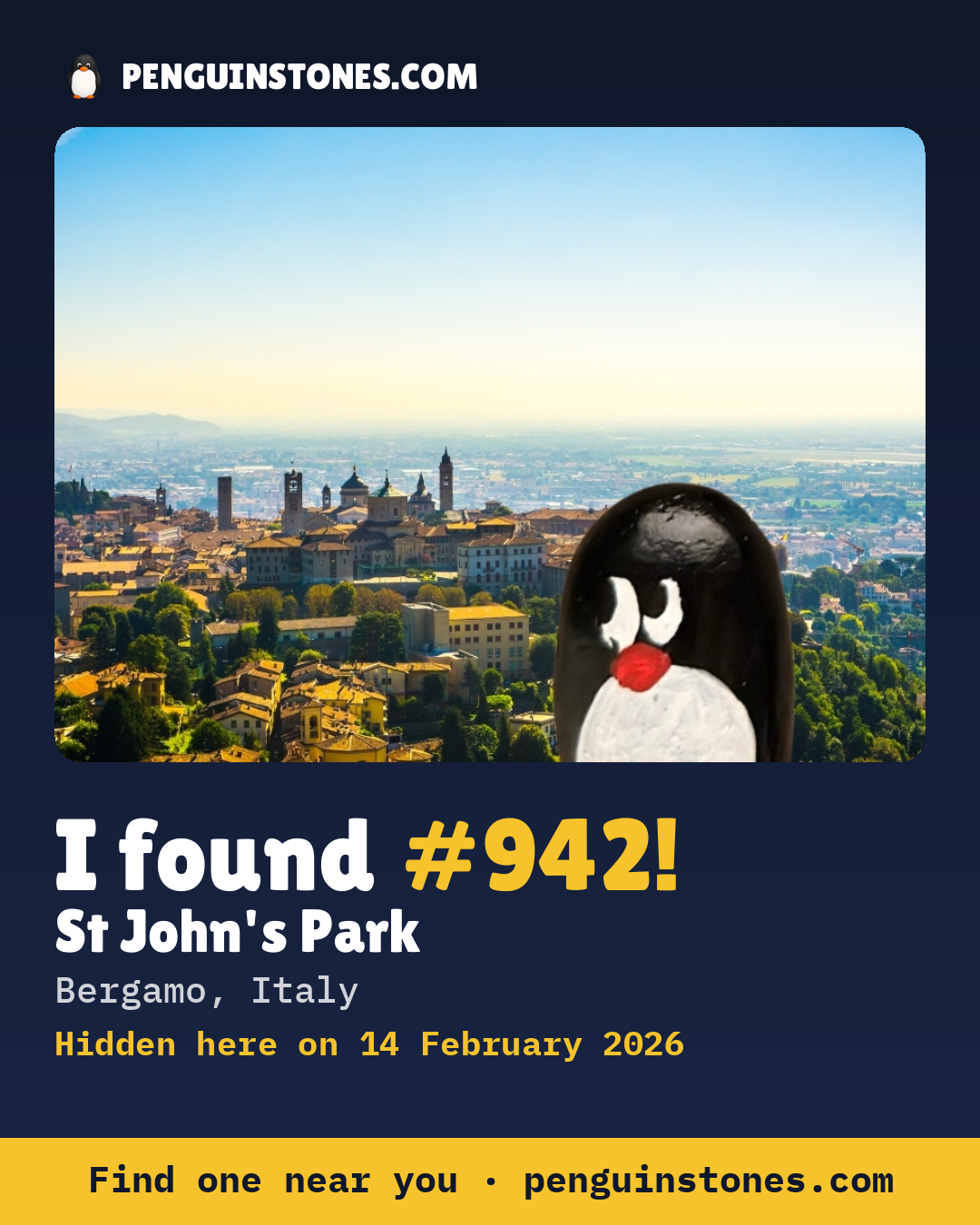 Obrázok s nápisom „I found #942“: fotka kameňa, kde je a ako ďaleko docestoval