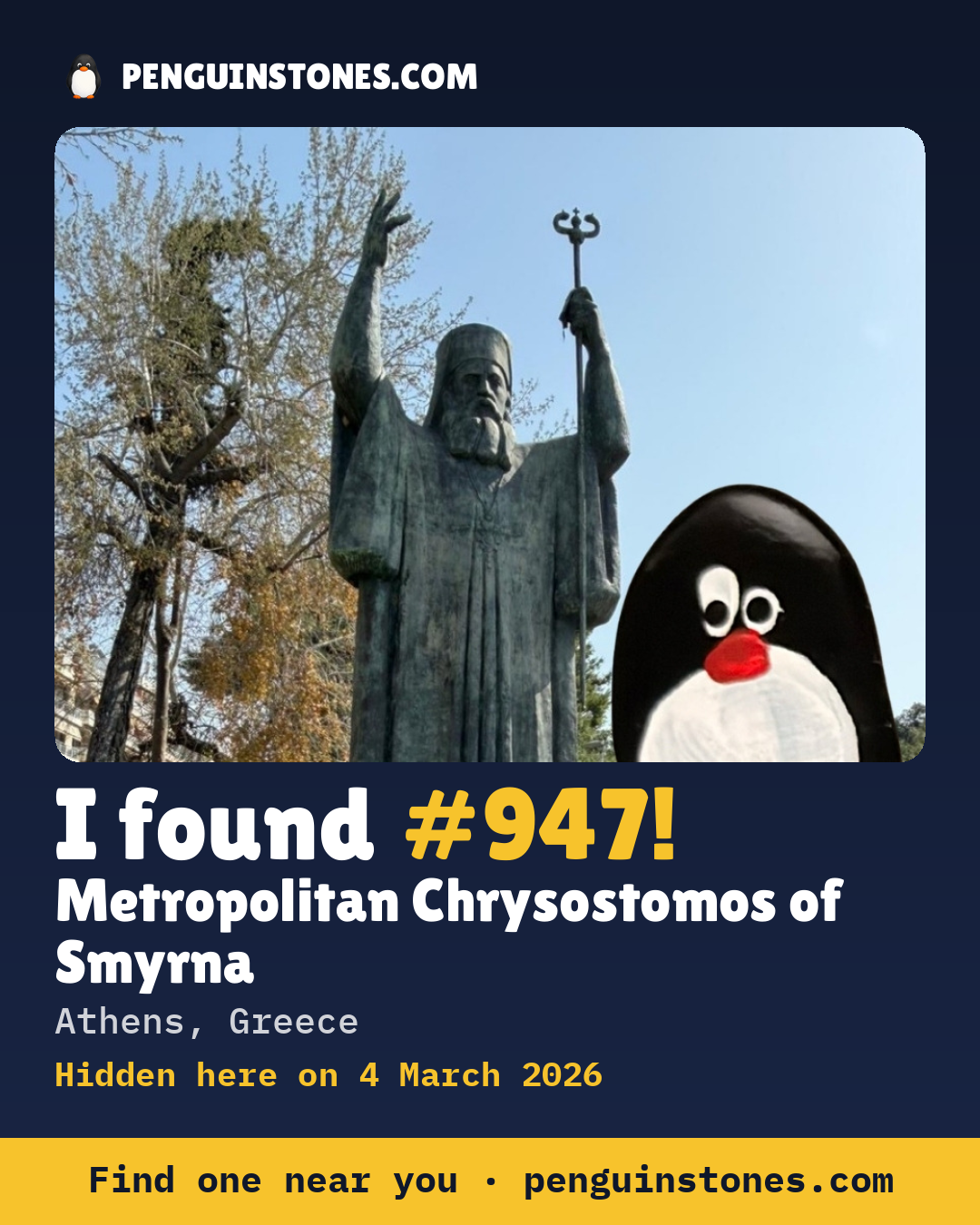 Obrázok s nápisom „I found #947“: fotka kameňa, kde je a ako ďaleko docestoval