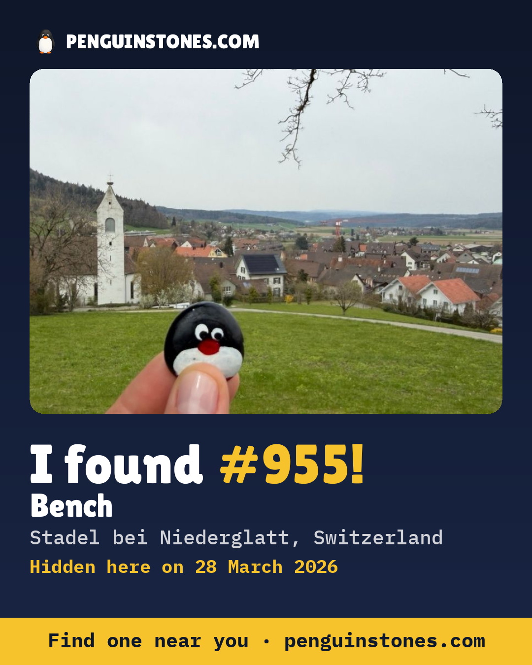 Obrázok s nápisom „I found #955“: fotka kameňa, kde je a ako ďaleko docestoval