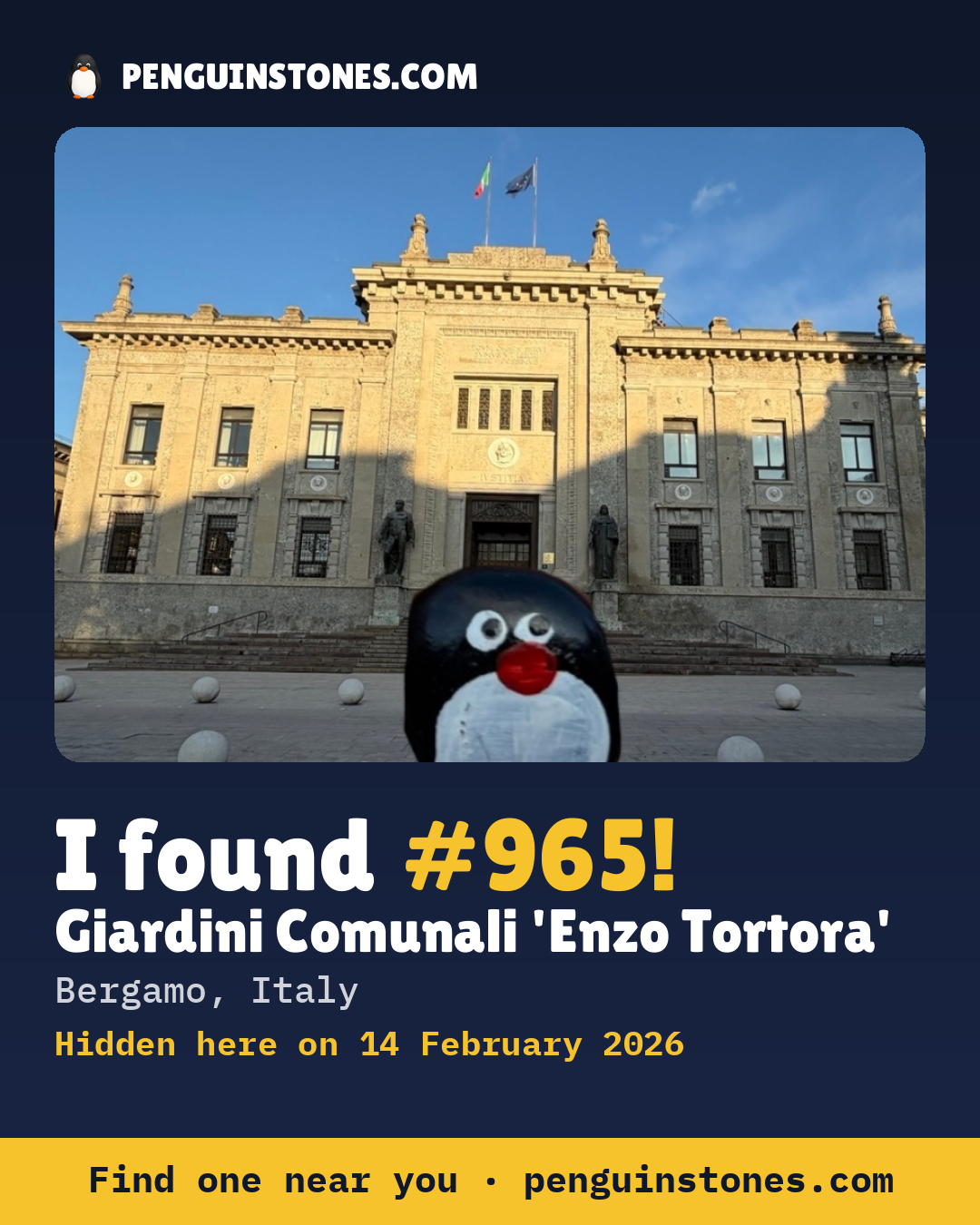 Obrázok s nápisom „I found #965“: fotka kameňa, kde je a ako ďaleko docestoval
