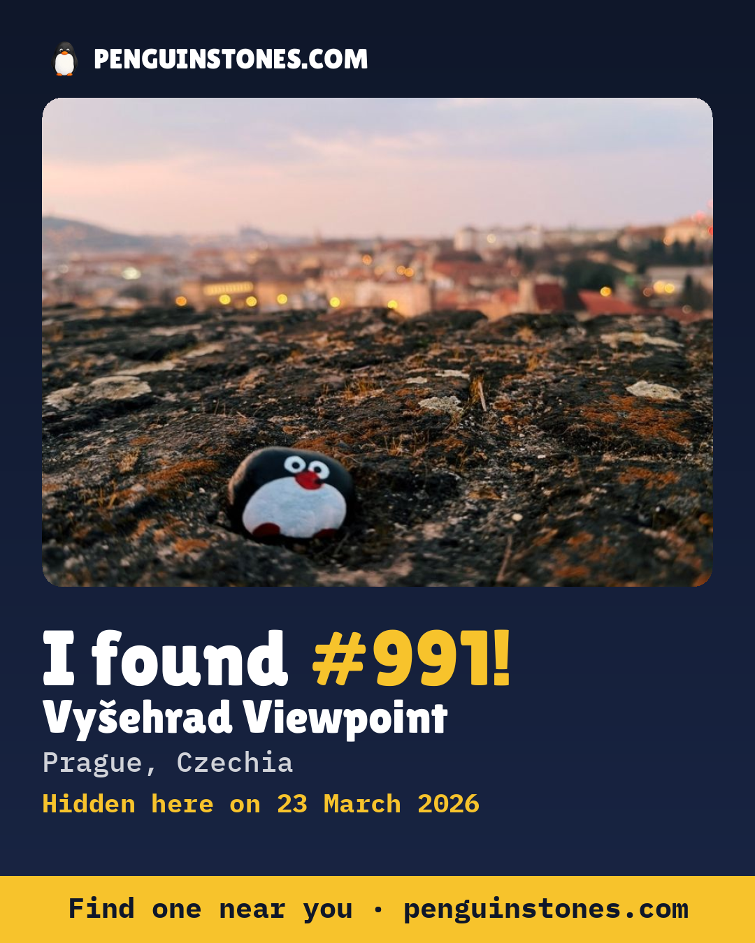 Obrázok s nápisom „I found #991“: fotka kameňa, kde je a ako ďaleko docestoval