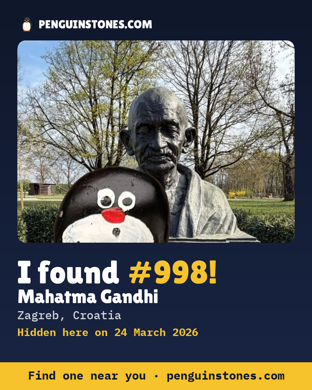 Obrázok s nápisom „I found #998“: fotka kameňa, kde je a ako ďaleko docestoval